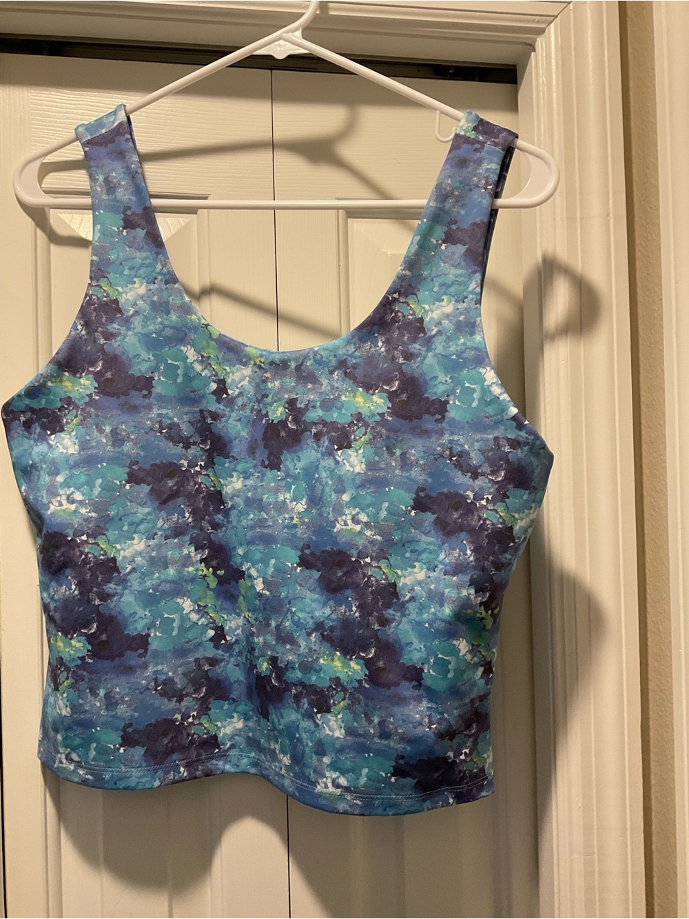 Abstract Blue Watercolor Scoop Neck Tank Top